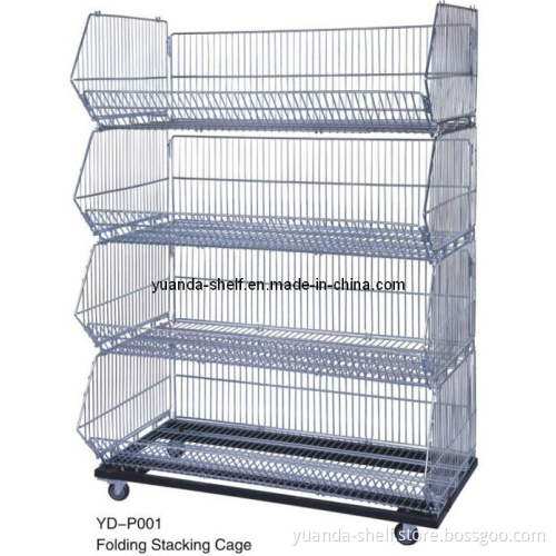 Movable Folding Wire Stacking Basket Cage (YD-P)